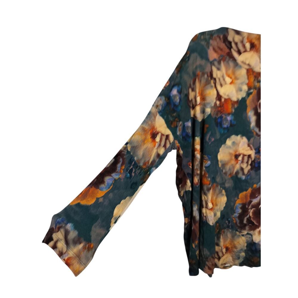 5397)Bryn Walker L Fiori Lagenlook Watercolor Floral Print Jersey Gabo Tunic - Picture 4 of 10